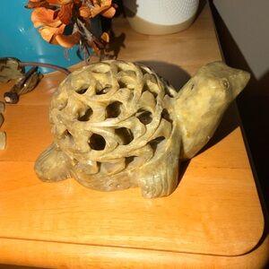 Intricate Carved Turtle Figurine - Brown